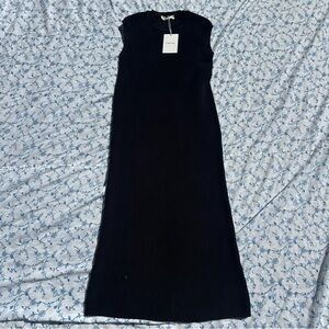 Everlane City Midi Slip Dress in Black- Knit Dress-NWT